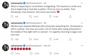Naira Marley - My label's signees were ambushed and arrested without a warrant, this is beginning to look like a pattern, Naira Marley &#8211; My label&#8217;s signees were ambushed and arrested without a warrant, this is beginning to look like a pattern, INFINITY LOADED