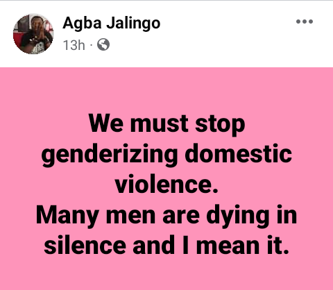 Journalist Agba Jalingo decries gender-based violence against men, says: Many of his male friends are suffering in silence because of violence from their wives" -, Journalist Agba Jalingo decries gender-based violence against men, says: Many of his male friends are suffering in silence because of violence from their wives&#8221; &#8211;, INFINITY LOADED