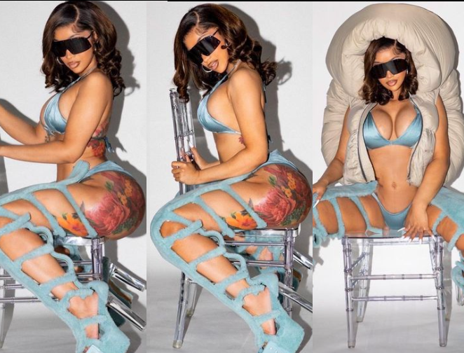 Cardi B showcases her ample cleavage and curves in blue bikini during sultry photo shoot, Cardi B showcases her ample cleavage and curves in blue bikini during sultry photo shoot, INFINITY LOADED