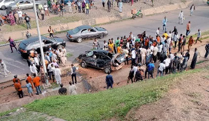 Cab driver killed and two others seriously injured after vehicle skidded off bridge in Abuja, Cab driver killed and two others seriously injured after vehicle skidded off bridge in Abuja, INFINITY LOADED